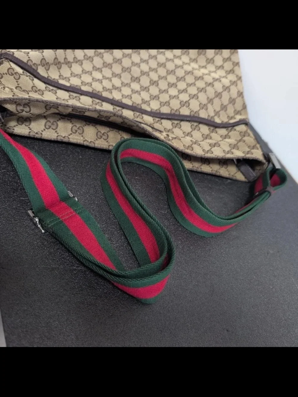 Gucci Beige & Brown Monogram Messenger Bag